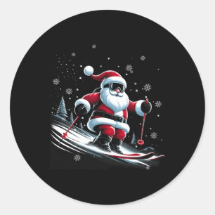 Ski Weihnachtsski Winter Sport X-ma Runder Aufkleber