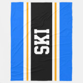 SKI WEIT Bright Blue Black Yellow Racing Streifen Fleecedecke (Vorderseite)