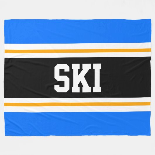 SKI WEIT Bright Blue Black Yellow Racing Streifen Fleecedecke (Vorderseite (Horizontal))