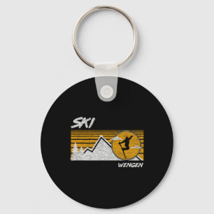 Ski Wengen Retro Schweiz Skifahren Tee Schlüsselanhänger