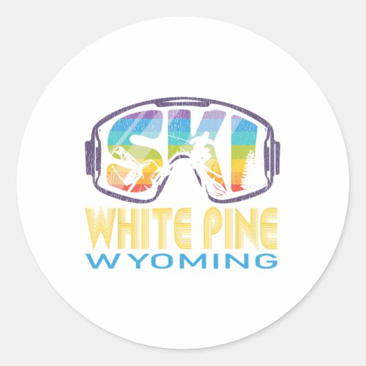 Ski White Pine Wyoming Skiing Vacation Runder Aufkleber (Vorderseite)