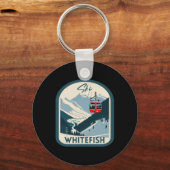 Ski Whitefish Retro Vintage Style Whitefish Skiing Schlüsselanhänger (Vorderseite)
