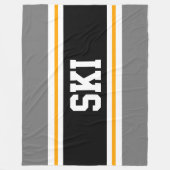 SKI Wide Sporty Gray Black Yellow Racing Streifen Fleecedecke (Vorderseite)