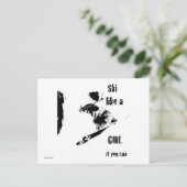 Ski wie ein Mädchen Postkarte (Stehend Vorderseite)
