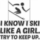 Ski wie ein Power behalte Aufkleber (Vorderseite)