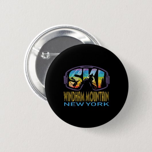 Ski Windham Mountain New York Skiing Vacation Button (Vorne & Hinten)