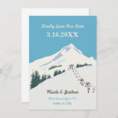 Ski Winter Scene Save the Date Karte (Vorne/Hinten)