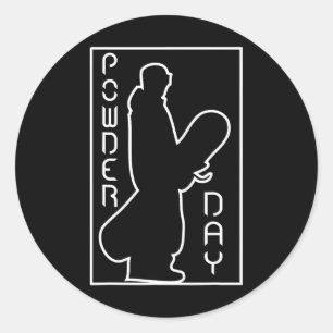 Ski Winter Snow Powdertage-Logo für Snowboard Ski Runder Aufkleber