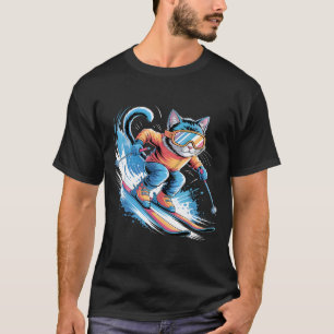 Ski-Wintersport Skifahrer lustig Skifahren Katze  T-Shirt