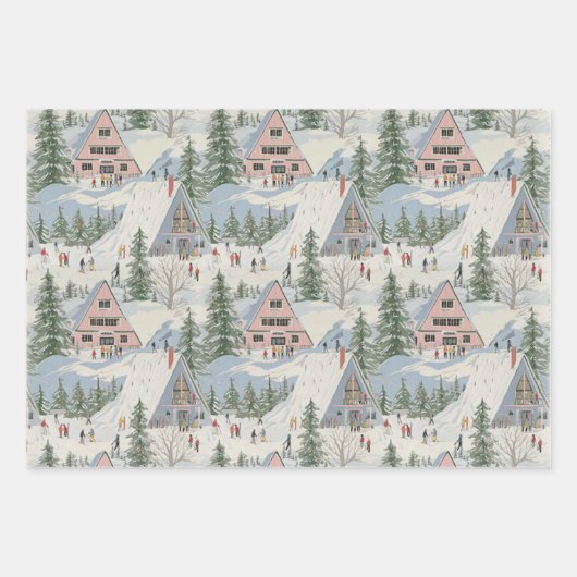 Ski Wrapping Paper Flat Sheet Set of 3 Geschenkpapier Set (Vorderseite 3)
