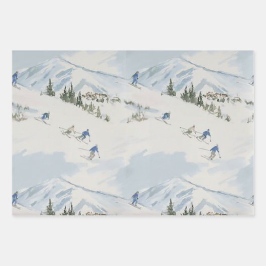 Ski Wrapping Paper Flat Sheet Set of 3 Geschenkpapier Set (Vorderseite 2)