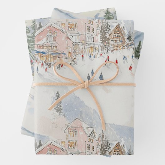 Ski Wrapping Paper Flat Sheet Set of 3 Geschenkpapier Set (Beispiel)