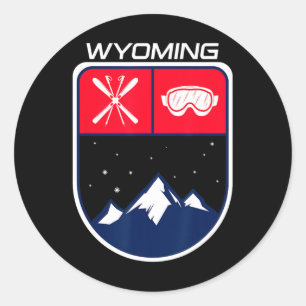Ski Wyoming Berg Skifahren Trail Skifahrer Brille Runder Aufkleber
