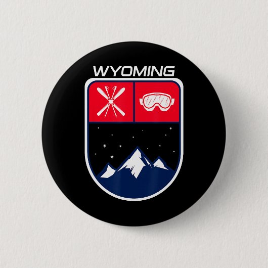 Ski Wyoming Mountain Skiing Trail Skier Goggle Pol Button (Vorderseite)