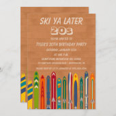 Ski Ya Later Any Decade Retro Skiing Birthday Einladung (Vorne/Hinten)