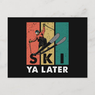 Ski Ya Later Retro Skier Winter Sports Skiing Gift Postkarte