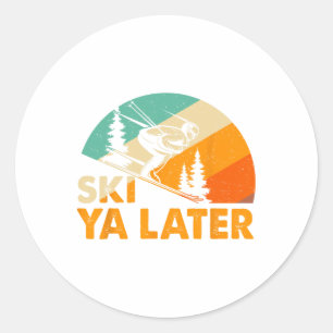 Ski You Later Winterurlaub Skifahren Skifahrer Spa Runder Aufkleber