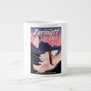 Ski Zermatt Retro-Urlaubsposter Jumbo-Tasse