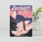 Ski Zermatt Retrourlaub Poster Einladung (Stehend Vorderseite)