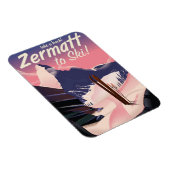 Ski Zermatt Retrourlaub Poster Magnet (Rechte Seite)