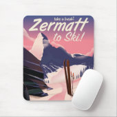 Ski Zermatt Retrourlaub Poster Mousepad (Mit Mouse)