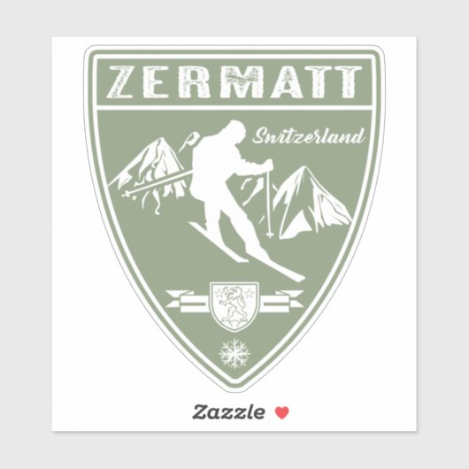 Ski Zermatt Schweiz Aufkleber (Blatt)