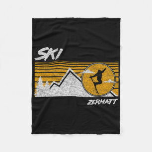 Ski Zermatt Schweiz Retro Skifahren Tee Fleecedecke