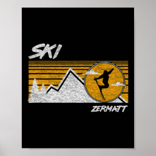 Ski Zermatt Schweiz Retro-Skiing-Tee Poster