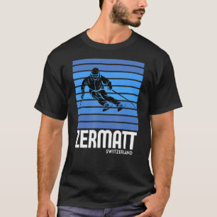 Ski Zermatt Schweiz Wintersport Vintager Retter T-Shirt