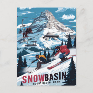 Skiabenteuer in Snowbasin, Utah Postkarte