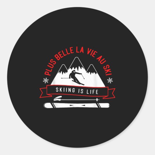 Skiabenteuerbegeisterte Grafikkunst Runder Aufkleber (Vorderseite)