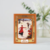 Skiabfahrt Feiertagspostkarte (Stehend Vorderseite)