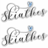 Skiathios Herz mit griechischer Flagge Aufkleber (Vorderseite)