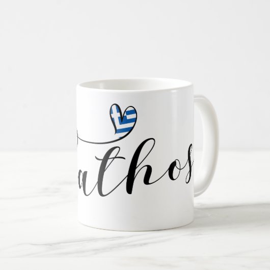 Skiathios Herzdesign mit griechischer Flagge Kaffeetasse (VorderseiteRechts)