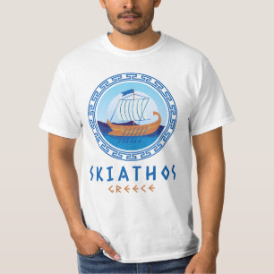 Skiathos, Griechenland, griechisches Schiffsdesign T-Shirt
