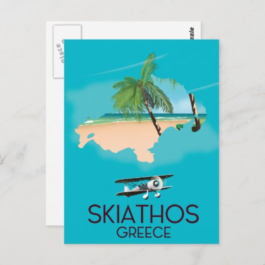 Skiathos Griechenland Reiseplakat Postkarte (Vorne/Hinten)