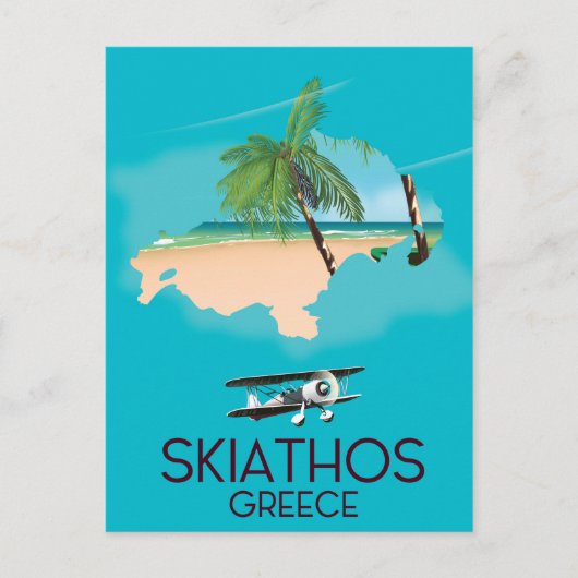 Skiathos Griechenland Reiseplakat Postkarte (Vorderseite)