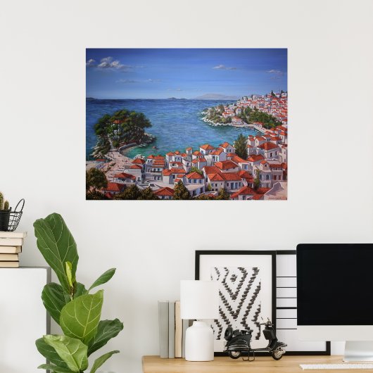 Skiathos Harbour Light Poster (Heimbüro)