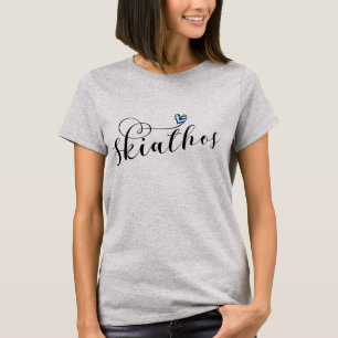 Skiathos Herzdesign mit griechischer Flagge T-Shirt