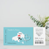 Skiathos Wedding Destination Ticket Boarding Pass Einladung (Stehend Vorderseite)