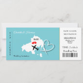 Skiathos Wedding Destination Ticket Boarding Pass Einladung (Vorderseite)
