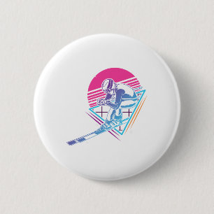 Skiausflug Skifahren Retro Vintage 80er 90er Button