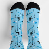 Skiausrüstung Blaues Muster Socken (Oben)