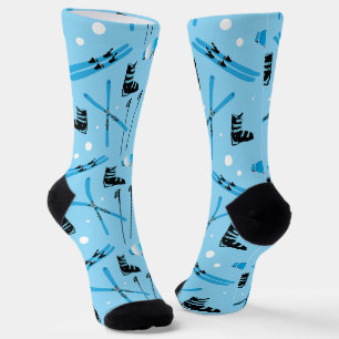 Skiausrüstung Blaues Muster Socken