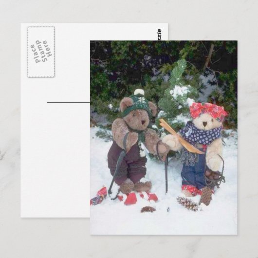Skibären Postkarte (Vorne/Hinten)