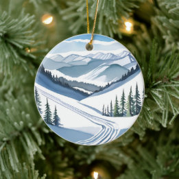 Skiberg Aquarell Keramik Ornament
