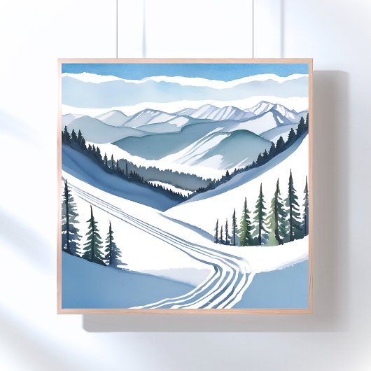 Skiberg Aquarell Poster