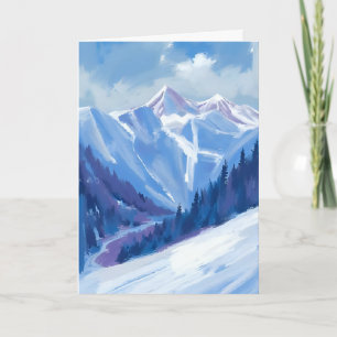 Skiberg Blaue Aquarell-Gebirgskette Karte