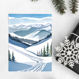 Skiberg Wasserfarbe Feiertagskarte