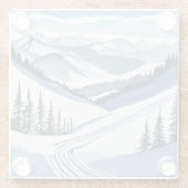 Skiberg-Wasserfarbe Glasuntersetzer (Rückseite)